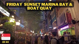 Friday Evening Sunset Walk In Singapore: Marina Bay To Busy Boat Quay (March 2022)
