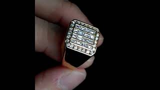 Gem Gardener: Vintage Square Baguette Diamond Mens Ring 18k