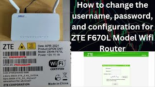 How to change the Hathway broadband username password for the ZTE F670L Model Wifi Router - 2024