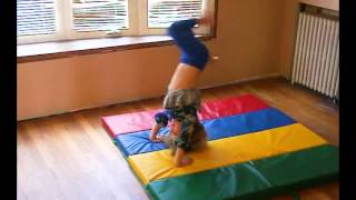 4 Year Old Annie's New Gymnastic Trick! Handstand To Bridge