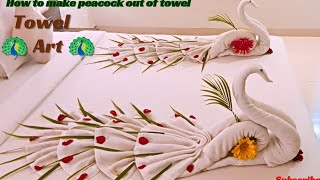 Peacock towel folding||towel art||couple towel art||housekeeping towel design#sbtowelartcreations