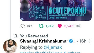 ☃️🙈 Sivaangi's tweet for Ashwin's tweeter post & Sivaangi was addicted to his dance 💜☃️🥰