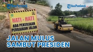 Proses Perbaikan Jalan Lampung Tengah yang Akan Dikunjungi Rombongan Presiden Jokowi