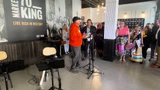 Chief Del Riley speaks at 70 King Grand Opening in Oshawa, Ontario on July 19th