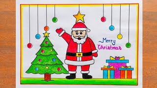 Santa Claus Drawing/ How to Draw Santa Claus Easy Steps/ Merry Christmas Drawing/Christmas Drawing