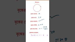 Circle Area | বৃত্তের সূত্রসমূহ #Shorts