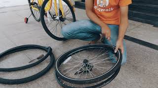 Lesswalk donated bicycles Tyres changing instruction