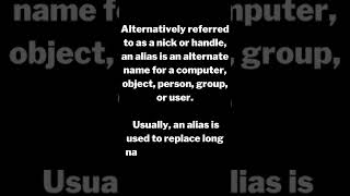 What Is ALIAS ?