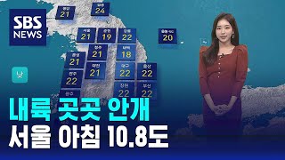 [날씨] 내륙 곳곳 안개…서울 아침 10.8도 / SBS