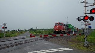 7/26/23 CN ES44DC 2290 w/ Odd K5H \u0026 Late Horn Action leads a Big Train through the Siding!