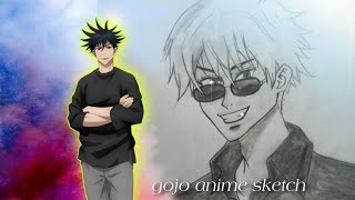 HOW TO DRAW ANIME CHARACTER (GOJO) || ANIME SKETCH DRAWING TUTORIAL