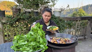 今天做一锅麻辣鱼，配着鲜嫩的豌豆尖吃过瘾 Today had delicious spicy fish and vegetables