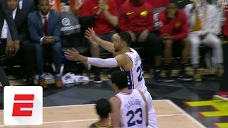 Ben Simmons gets angry after offensive foul call, then gets technical foul | ESPN