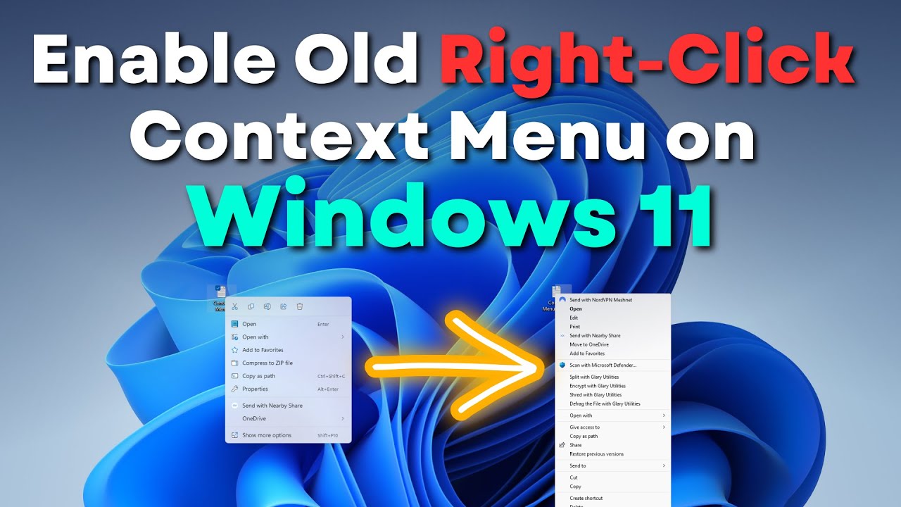 Enable Old Right Click Context Menu On Windows 11 - YouTube