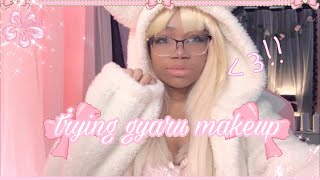 trying gyaru style makeup ୨୧ becoming a gal ! ♡