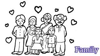 Joint family drawing || how to draw a joint family easy