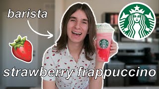 How To Make A Starbucks Strawberry Crème Frappuccino At Home // by a barista