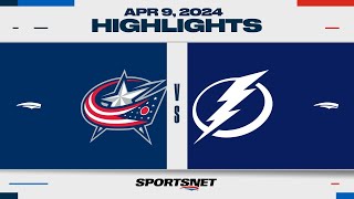 NHL Highlights | Blue Jackets vs. Lightning - April 9, 2024