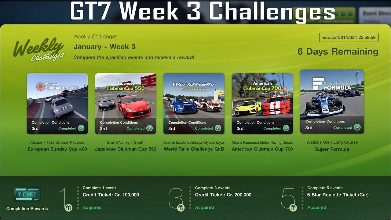 Gran Turismo 7 Weekly Challenges Week 3 All 5 Events And Rewards