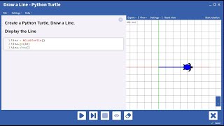 Create an NCLab Python Turtle, Draw a Line, and Display the Line