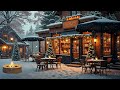 smooth winter jazz for a good mood ☕ outdoor cafe with exquisite jazz music u0026 crackling fireplace