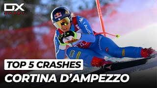 TOP 5 Crash Cortina d'Ampezzo | Downhill | TRIBUTO 1000 ISCRITTI | 2024 🇮🇹