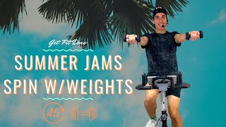 45 Minute Summer Jams Spin Class With Weights | Get Fit Done