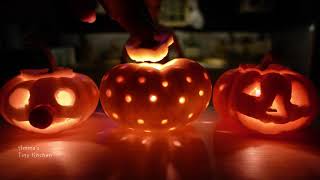 How to Carve Cute Mini Halloween Pumpkins | 3 Color Pumpkins | Pumpkin Carving Ideas | Miniature