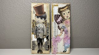 Book Page Pocket With Funky Art Dolls
