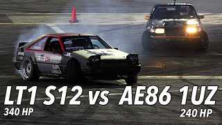 DRIFT BATTLE! S12 LT1 vs AE86 1UZ