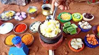 VEGETARIAN RECIPE | BISI BELE BATH | Healthy Vegetables Recipe | Sambar Sadam Cooking In Village