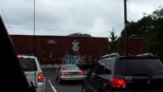 CSX Southbound Manifest Freight Train with YN1 Road Slug at Cherokee St in Kennesaw, GA