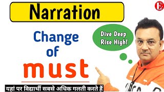 Narration | Rules of Narration | Change of Must In Indirect Speech | Direct and Indirect Speech |