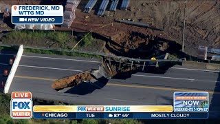 Video: Massive Sinkhole Shuts Down Road, Damages Water Line In Maryland