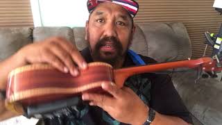 Kawika Kahiapo on his custom KoAloha tenor Black Label Series ukulele, using Tonewood Amp