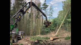 John Deer Harvester im Einsatz. Holzernte in Eitorf-Obereip.