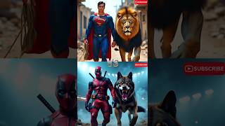 The battle between Superman, supergirl and Pet Tiger VS Deadpool, Batman, Captain America,Spiderman