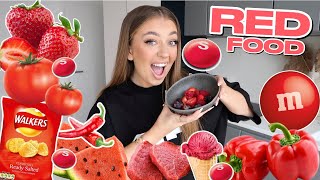 ONLY Eating RED FOOD for 24 HOURS!!