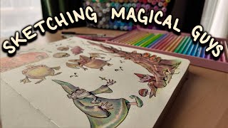 SKETCH SOME MAGICAL GUYS WITH ME - using colour pencils and ink while I yap the whole time