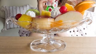 【咀嚼音】プリンアラモードを作って食べる【ASMR/EATINGSOUNDS】