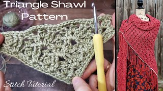 2 Row Repeat! Simple Elegance Shawl Crochet Stitch Tutorial || Triangle Shawl || Child Size - 5XL+