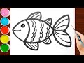 Fish drawing for kids step by step | How to draw cute fish | Kids drawing | kids video | #fish |