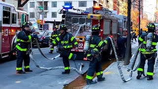 **EARLY ARRIVAL** [ Manhattan Box 1205 ] Fire in the First Floor Window, E-22 Stretches the Line