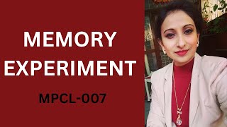 #mpcl 007 -  MEMORY EXPERIMENT