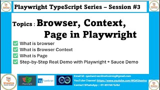 Browser, Context, Page in Playwright | TypeScript 🔍 | Real Example with Sauce Demo -Session3