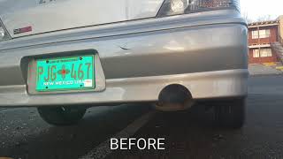 2002 Mitsubishi Lancer OZ Rally header and midpipe before and after