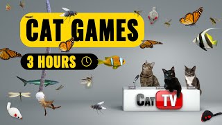 CAT TV | Cat Games 4K | Videos For Cats | Bugs, Cat Toys and Fish | 3 Hours