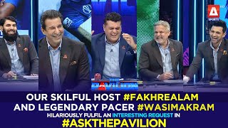 #FakhreAlam and legendary pacer #WasimAkram hilariously fulfil an interesting request