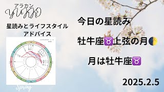 2025.2.5 今日の星読み 牡牛座♉️上弦の月🌓 アラカンYUKKO星読みとライフスタイルアドバイス