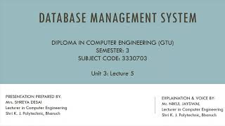 DBMS: Unit 3: Lecture 5: SQL Numeric Functions.